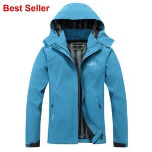 Waterproof Raincoat with Detachable Hood Lightweight Travel Jacket